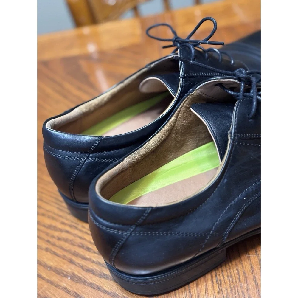 Florsheim Comfortech Mens 13D Black Leather Cap Toe Oxford Dress Shoes Ortholite